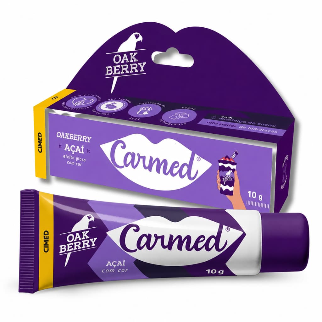Hidratante Labial Carmed Açaí Oak Berry 10g Efeito Gloss Com Cor