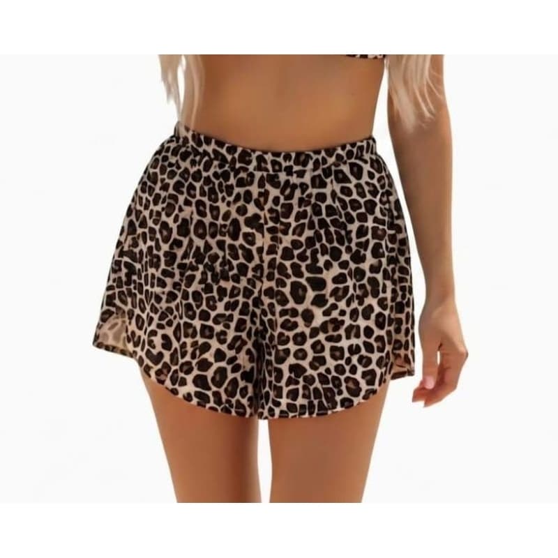 Shorts Saída de Praia Feminino Oncinha | Moda Praia Verão | Short Feminino Estampado