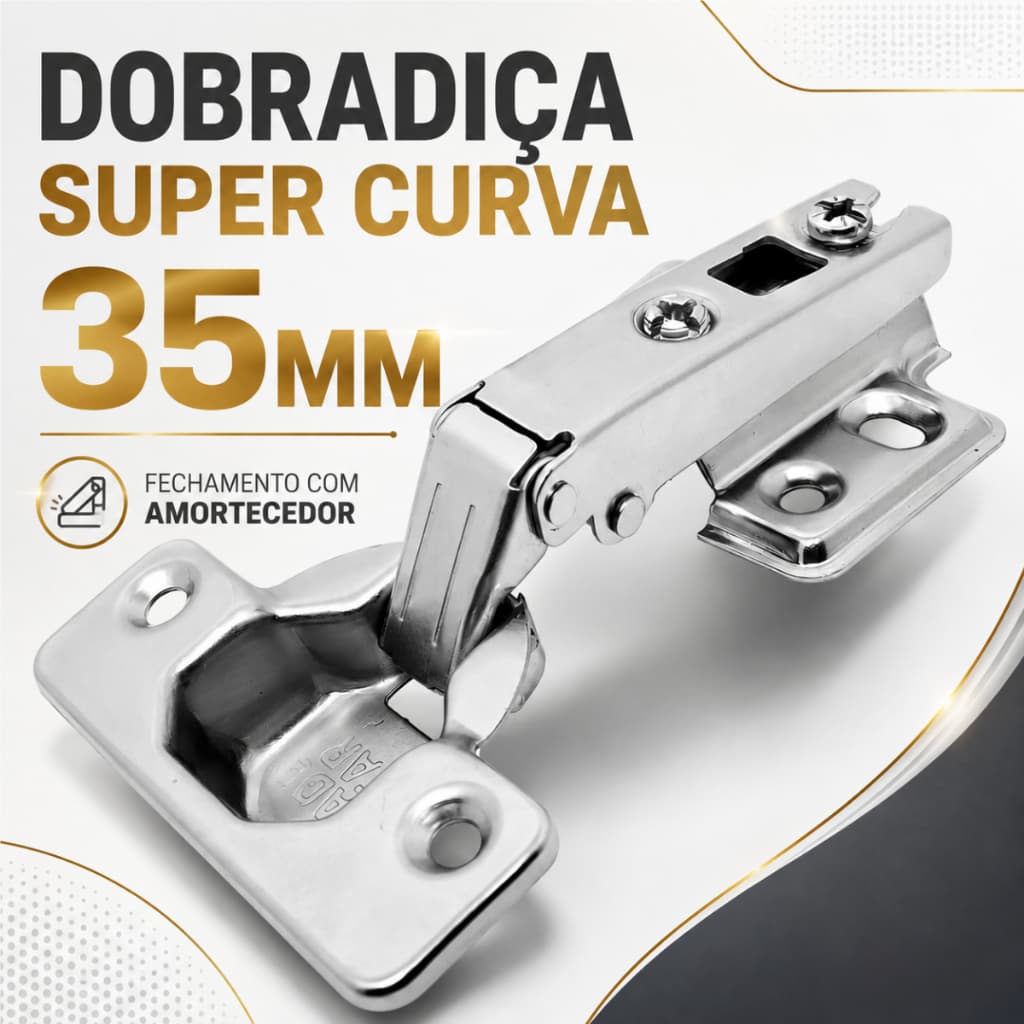 Dobradiças De 35mm Com Fechamento Super Curva Fechamento Amortecedor, Adequadas Para Armários, Móveis Guarda-Roupas
