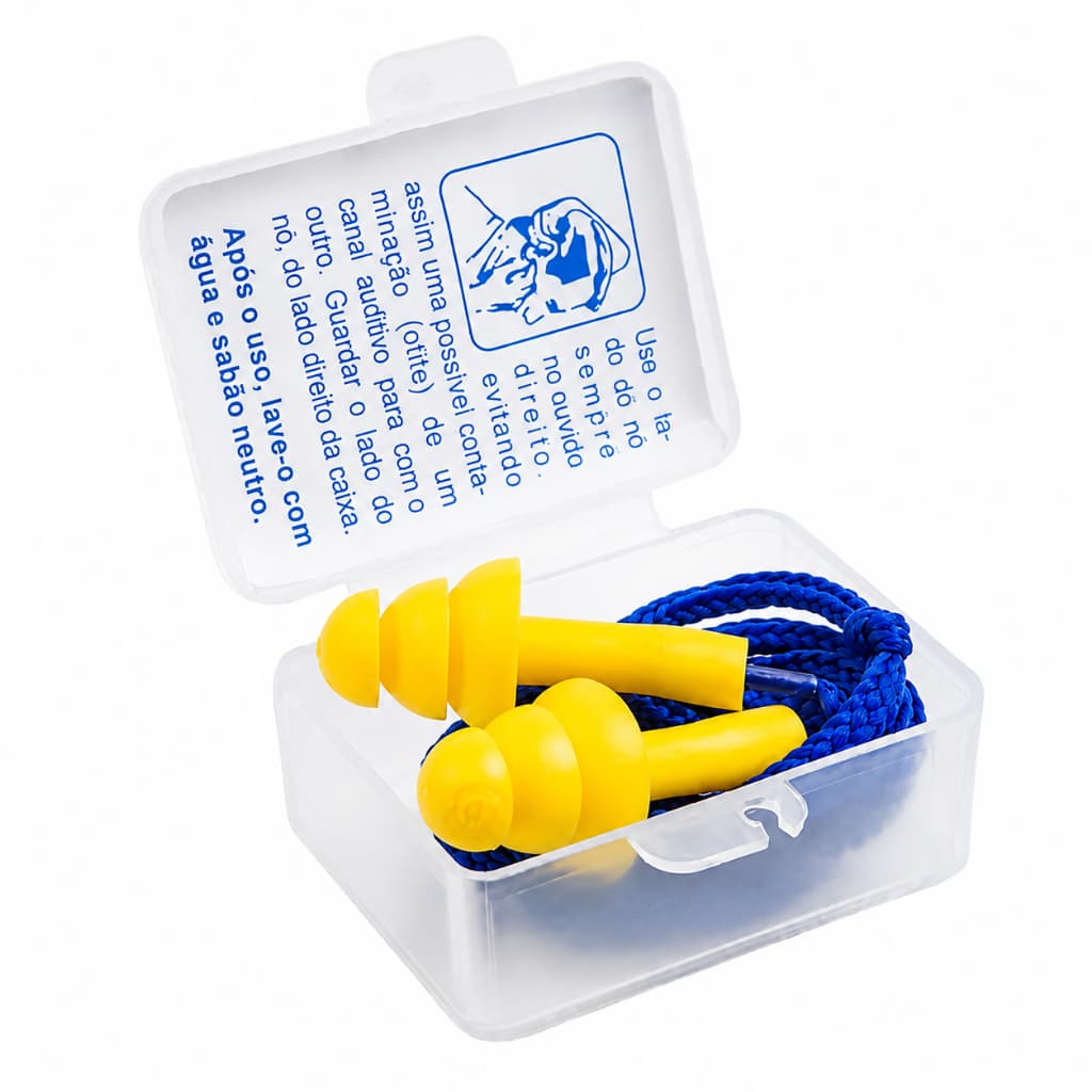 Protetor Auricular Silicone 3 Flanges Kit 5 Unidades NRR 25dB Trabalho Obra Indústria