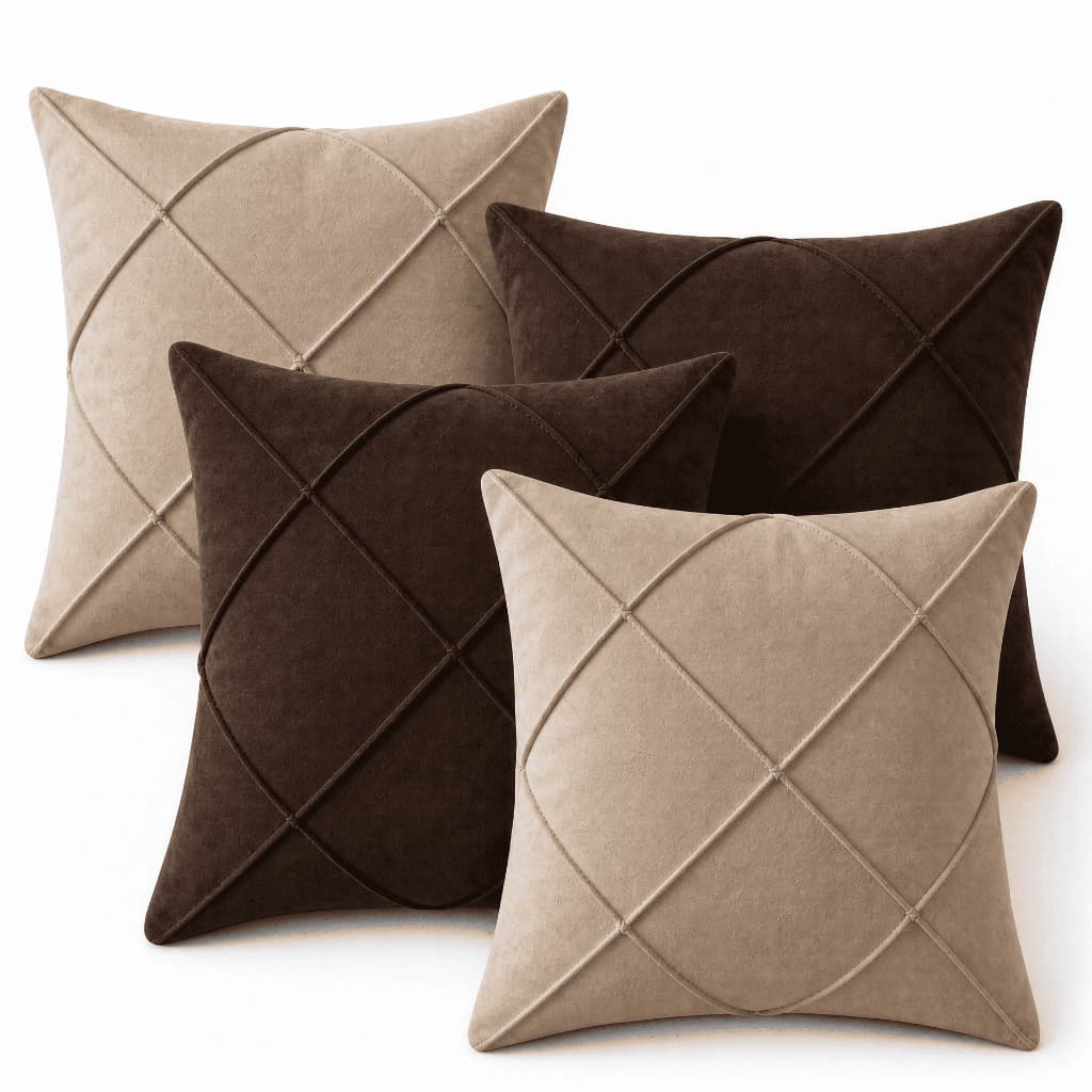 Kit 4 Capas Almofada 40x40 Suede Luxo Zíper Invisível Decoração Sala Sofá Quarto Enxoval