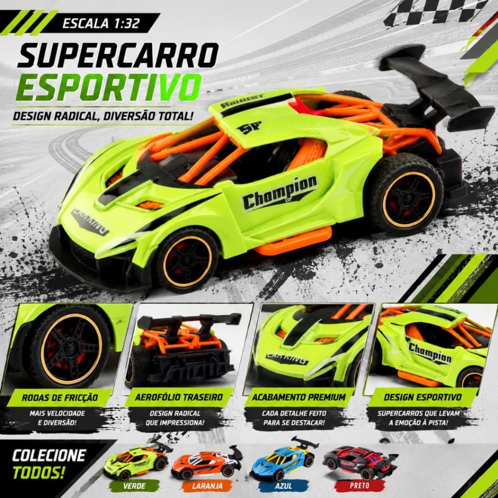 Miniatura Carro Superesportivo Liga Metálica 1:32 Colecionável Carrinho de Metal