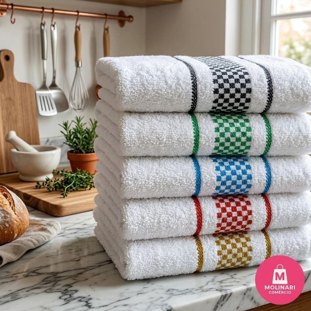 Kit 5 Pano de Prato Jacquard Atoalhado Felpudo Copa 100% Algodão LINHA PREMIUM