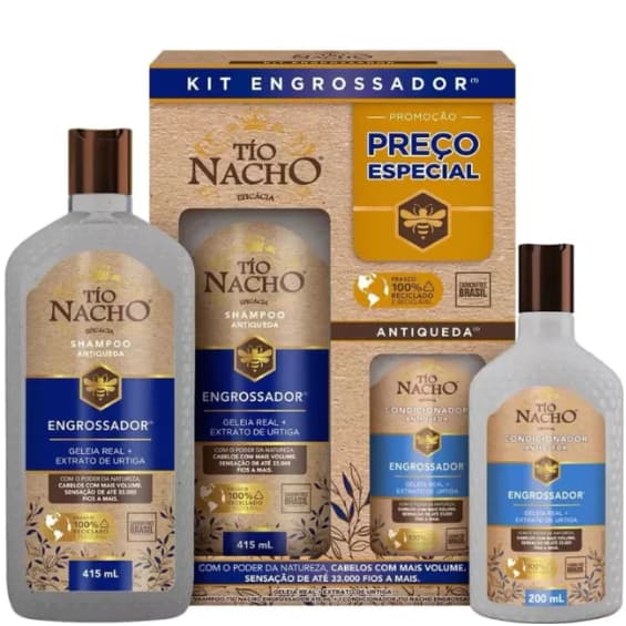 Shampoo 415ml + Condicionador Tio Nacho Engrossador 200ml