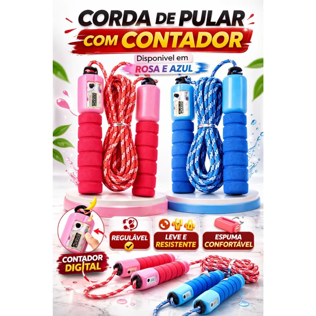 Corda de pular com contator de pulos digital