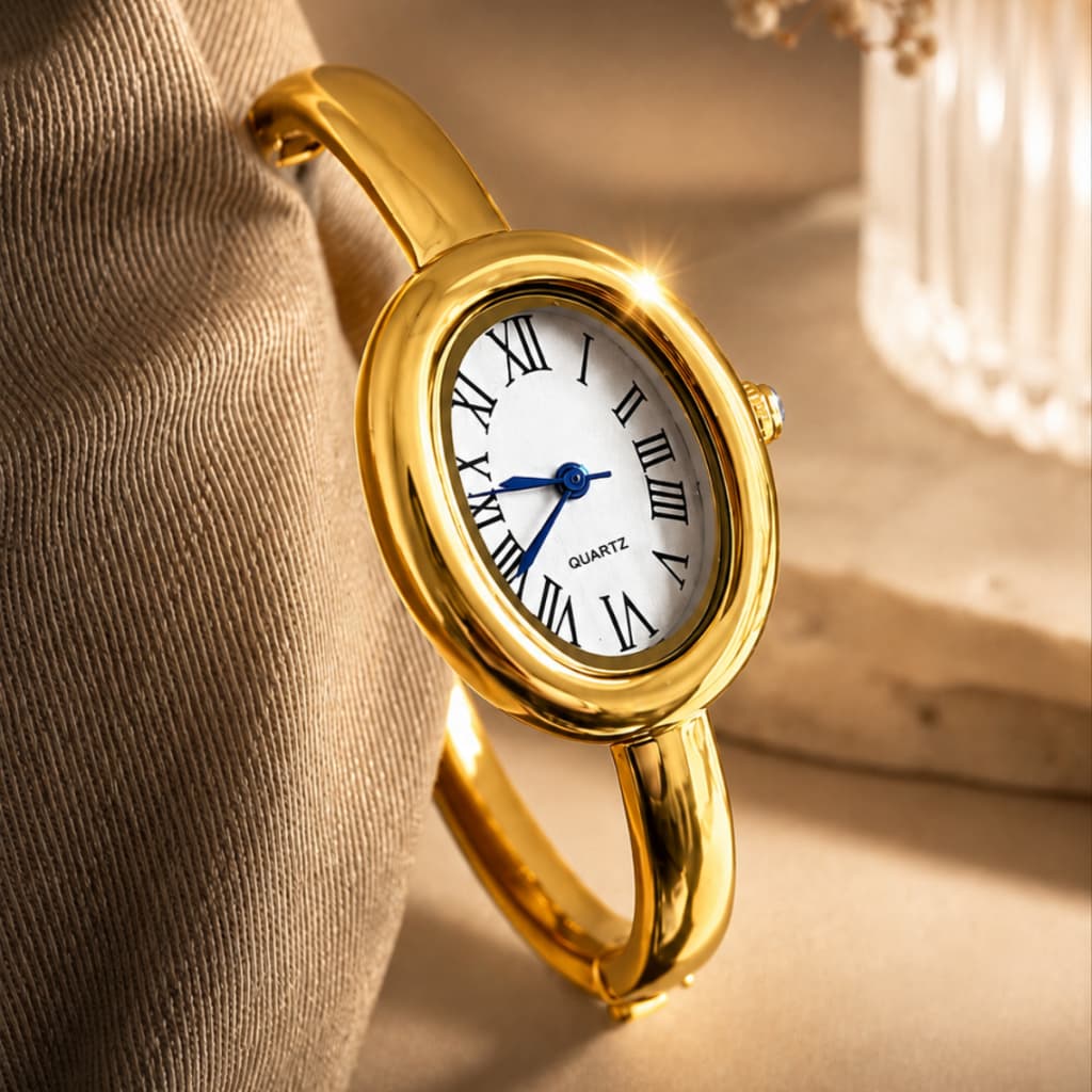 Relógio Feminino Bracelete Luxo Elegante Oval Elegante Aço InoxidávelSofisticado Blogueira Tendência
