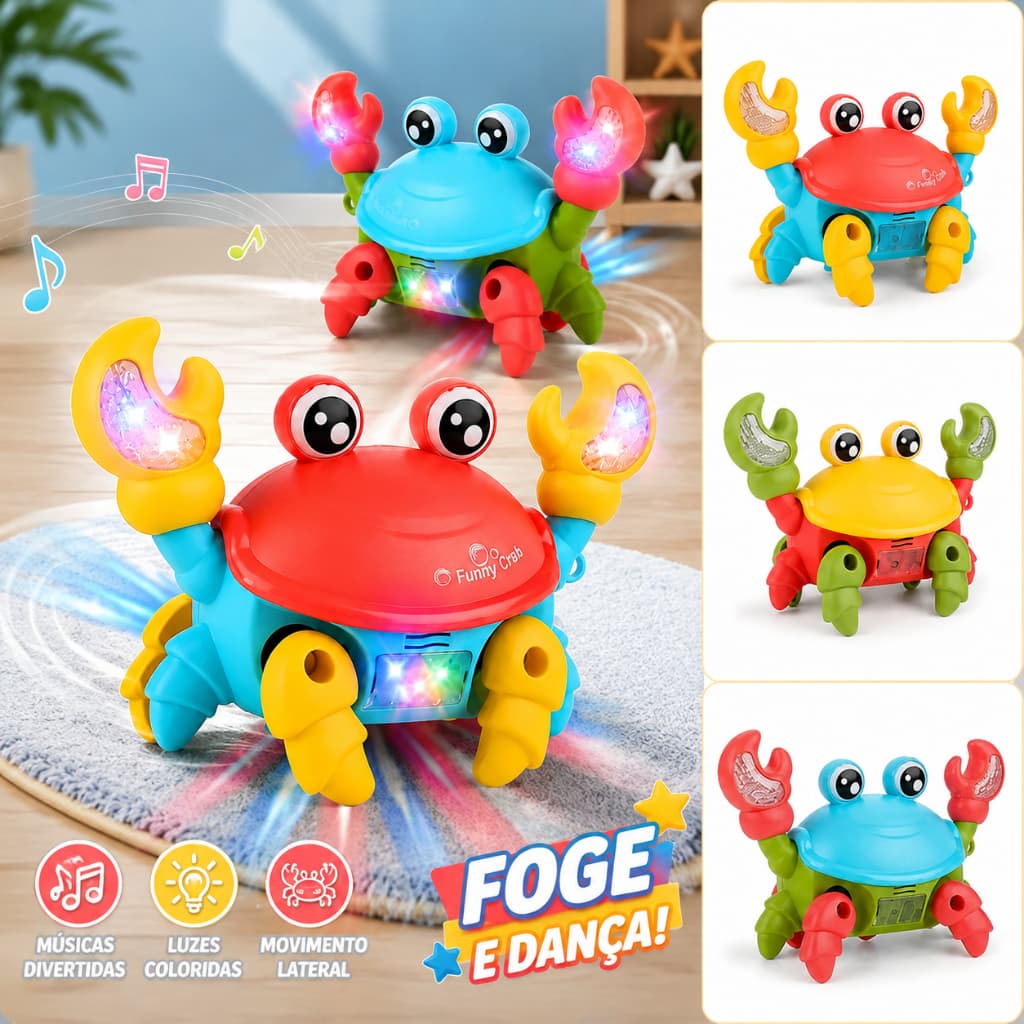 Caranguejo Fujão Musical Interativo com Luz, Som e Movimento Lateral Dançante Brinquedo Infantil Divertido