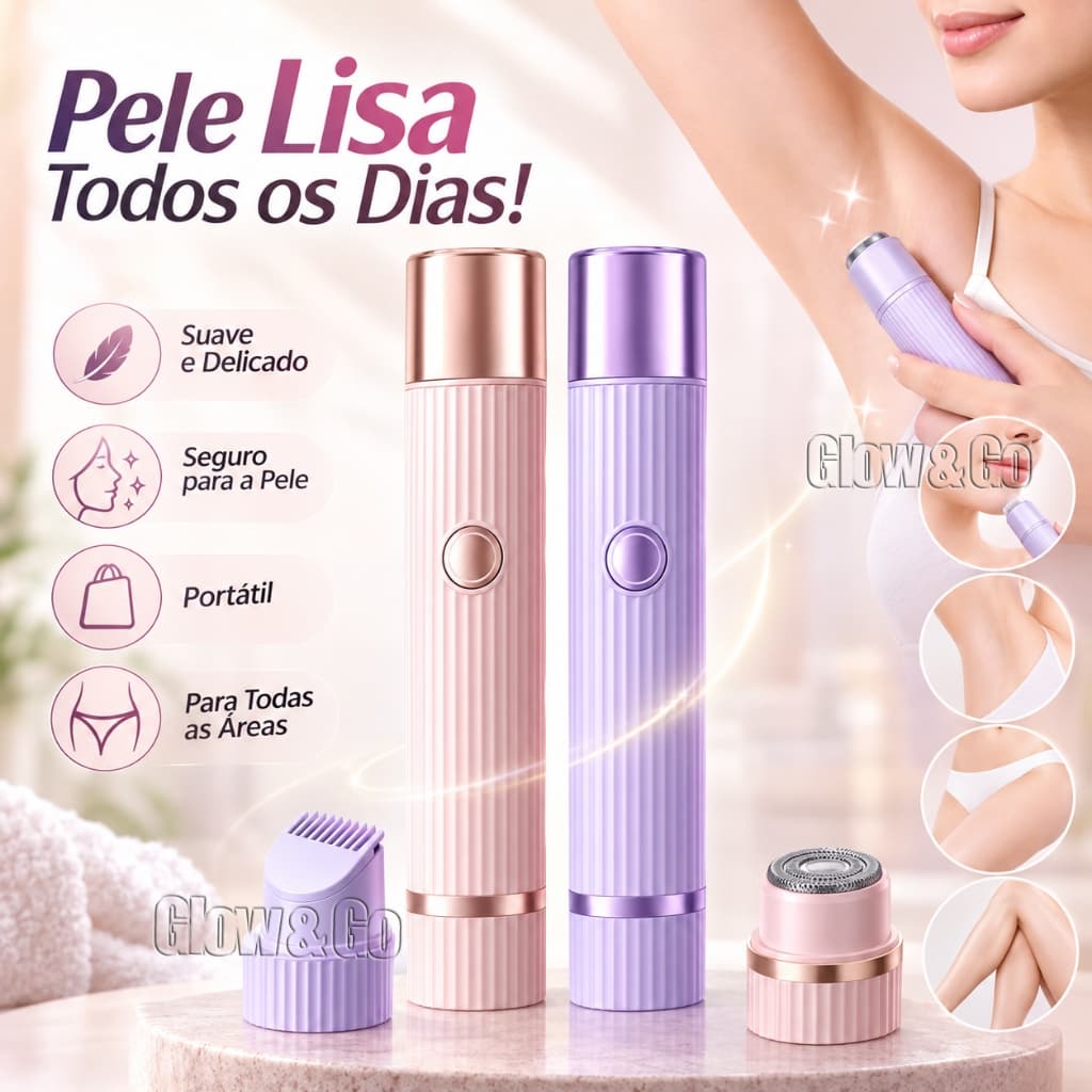 Depilador elétrico com navalha dupla cuidado e delicadeza com sua pele, Recarregável com Tecnologia avançada Indolor.