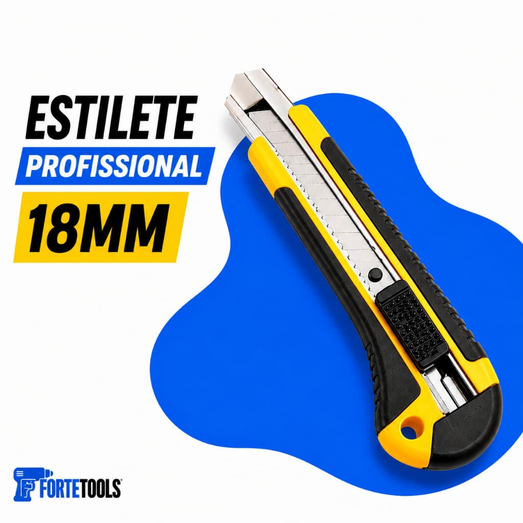 Estilete Kit Profissional 18 mm Emborrachado Ergonômico Com Trava de Segurança com Lamina Segmentada