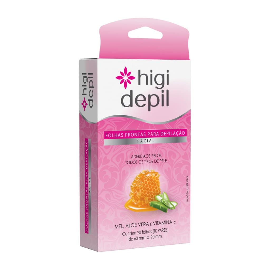 Folhas Depilatórias Facial Higi Depil com Aloe Vera e Vitamina E | Depilação Prática e Confortável
