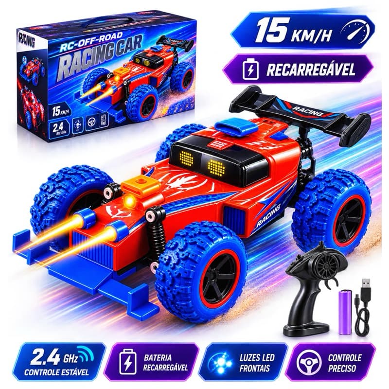 Carrinho Controle Remoto Homem Aranha Alta Velocidade Buggy Luzes Led Colorido 2.4ghz Monster Truck