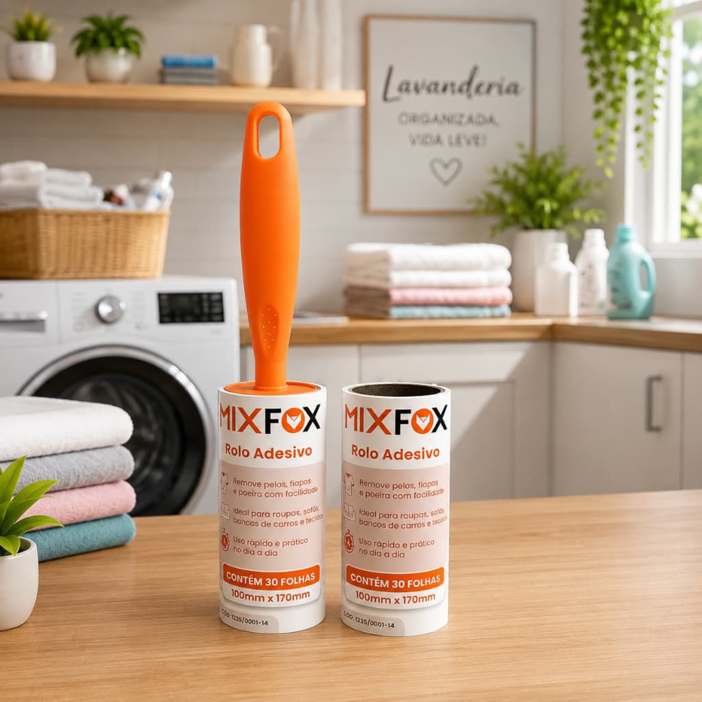 Kit Rolo Refil Adesivo 60 Folhas Tira Pelos Poeira Roupas Sofá Tecidos Delicados Mix Fox