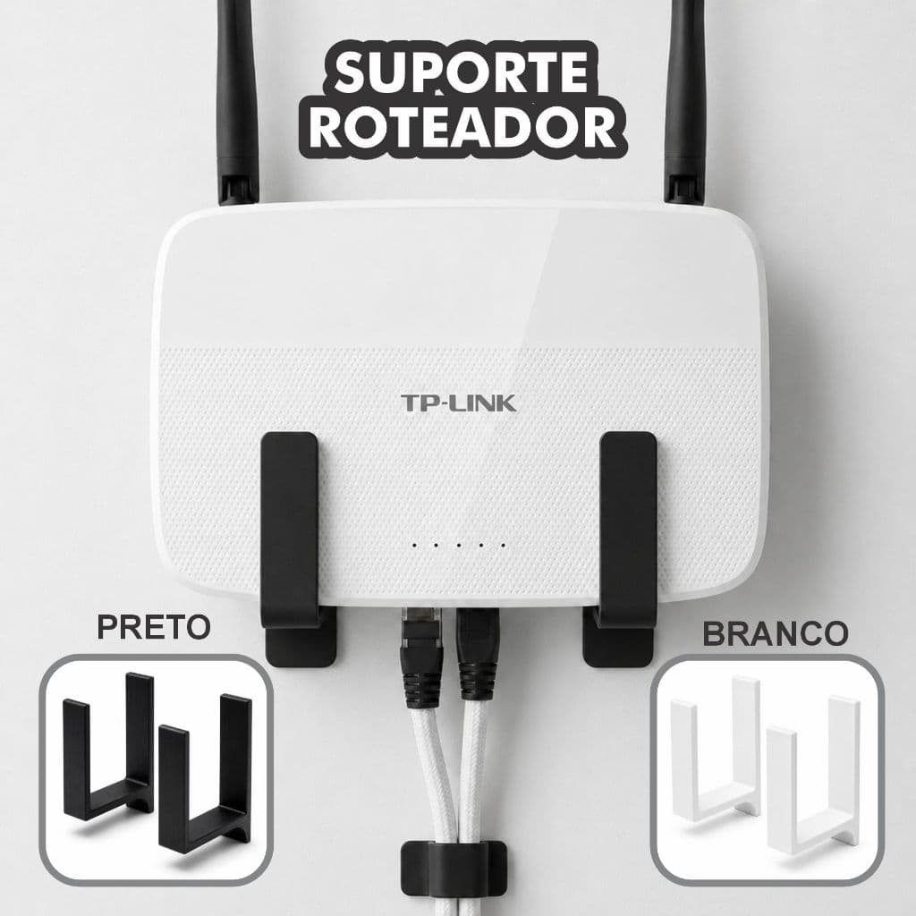 Suporte Universal para Roteador e Modem | Instalação sem Furos | Organizador WiFi adesivo