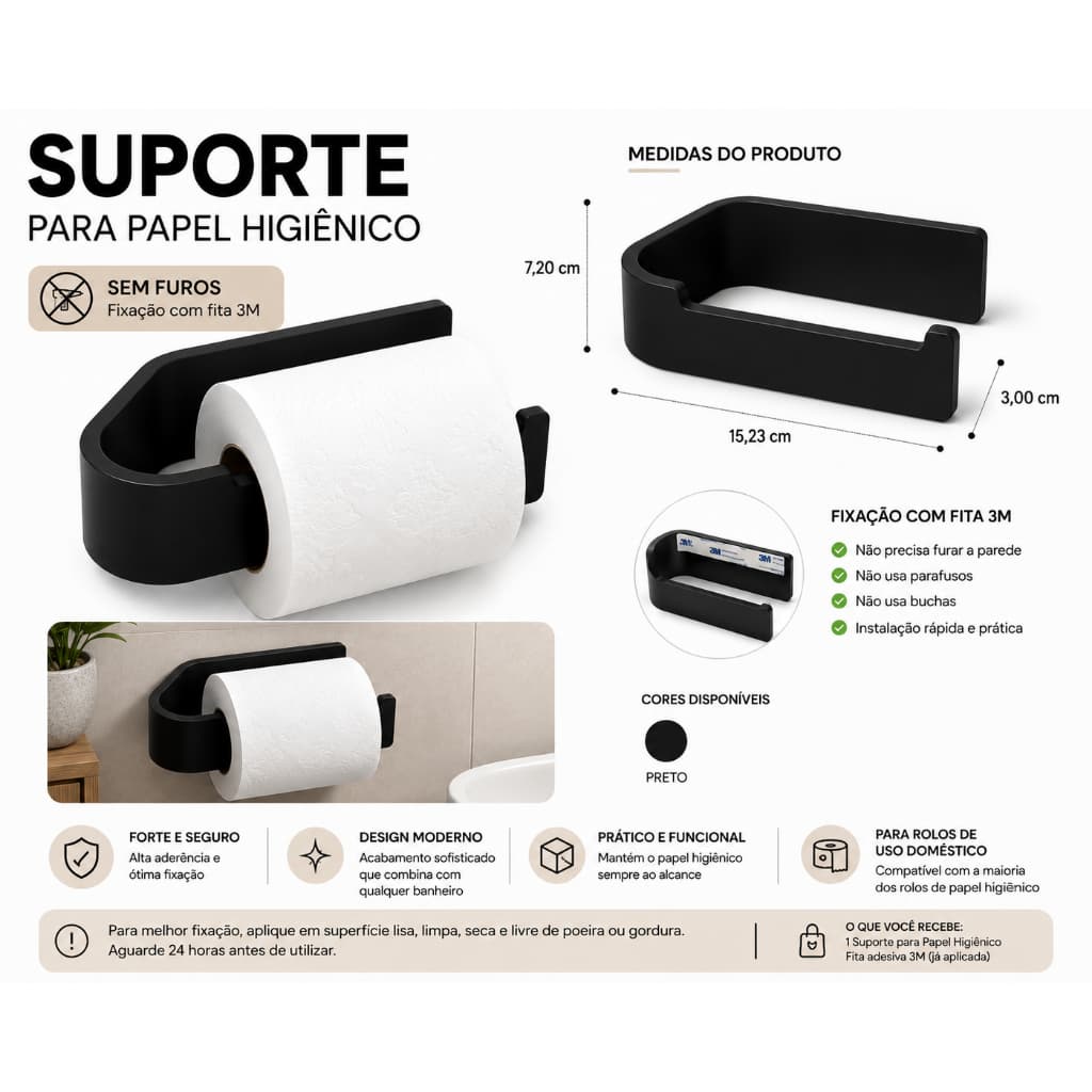 Suporte Porta Papel Higiênico de Parede Banheiro Organizador