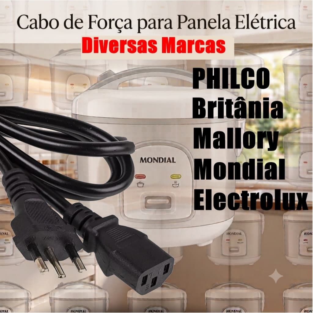 Cabo De Força Panela Pressão Elétrica Arroz Fio de Energia Tomada 110/220V  Diversas Marcas