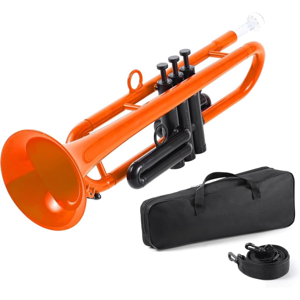 Trompete Bb Plástico Standard para Iniciantes com 2 Bocais 3C 7C, Instrumento Musical Leve para Estudo e Prática