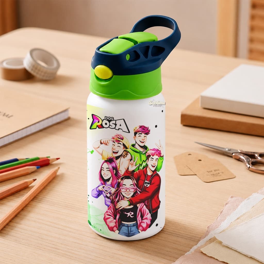Garrafa Infantil Personalizada Emilly Vick Dos Rosas Alumínio 600ml 500ml Squeeze