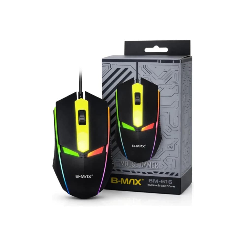 Mouse Gamer USB RGB B-MAX BM-616 Alta Performance para PC e Notebook