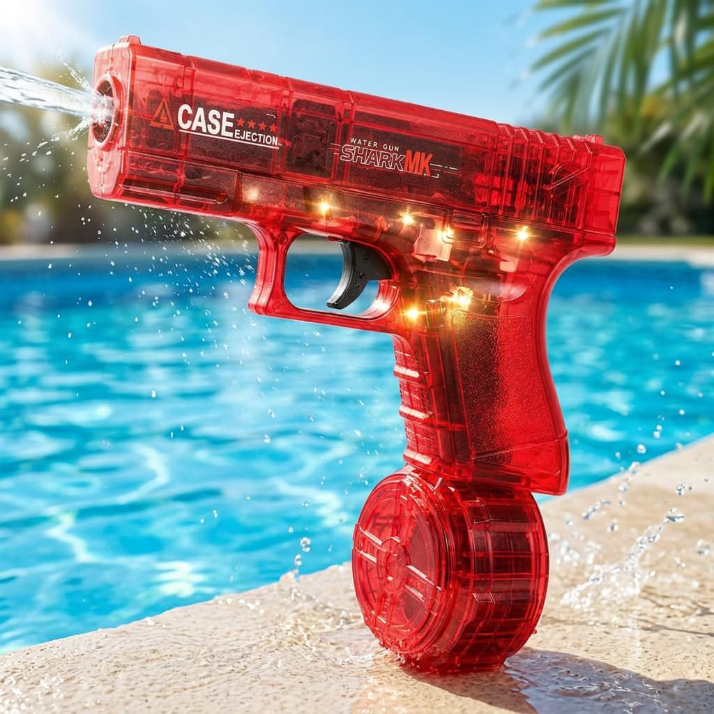 Brinquedo Pistola lança Água Elétrica Recarregável com Luzes de Tambor infantil adulto menino menina