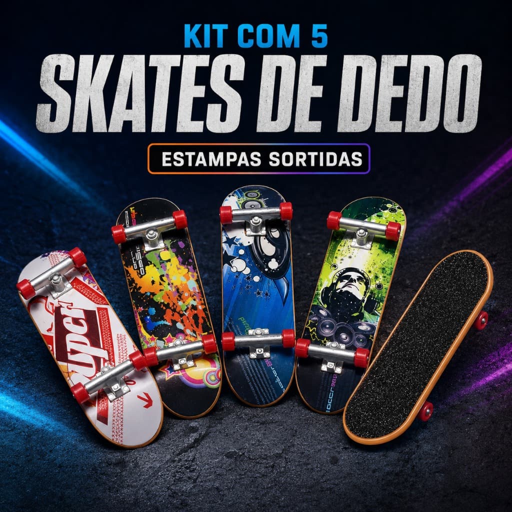 Mini Skates de Dedo Fingerboard Infantil Com Estampas Sortidas