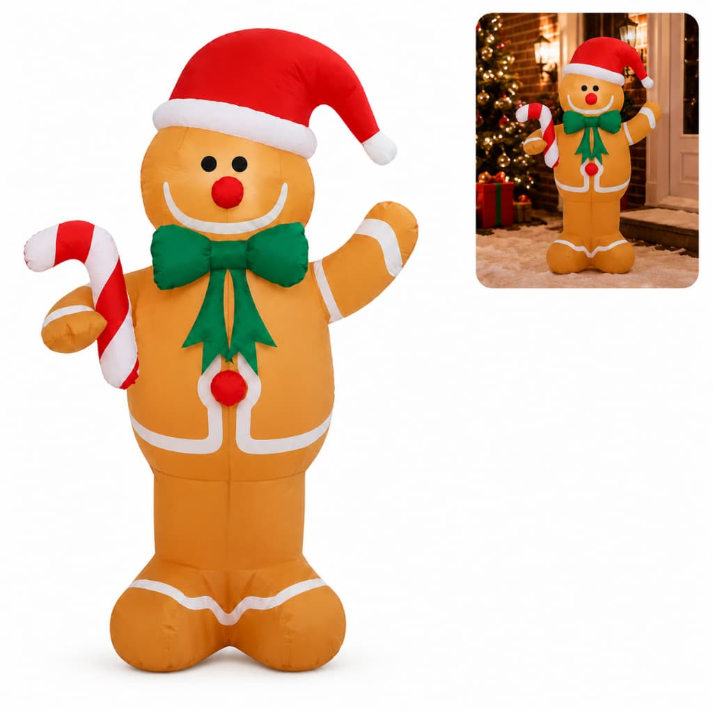 Biscoito Inflável Natalino Com Luz Bivolt 160x95cm Decoração De Natal