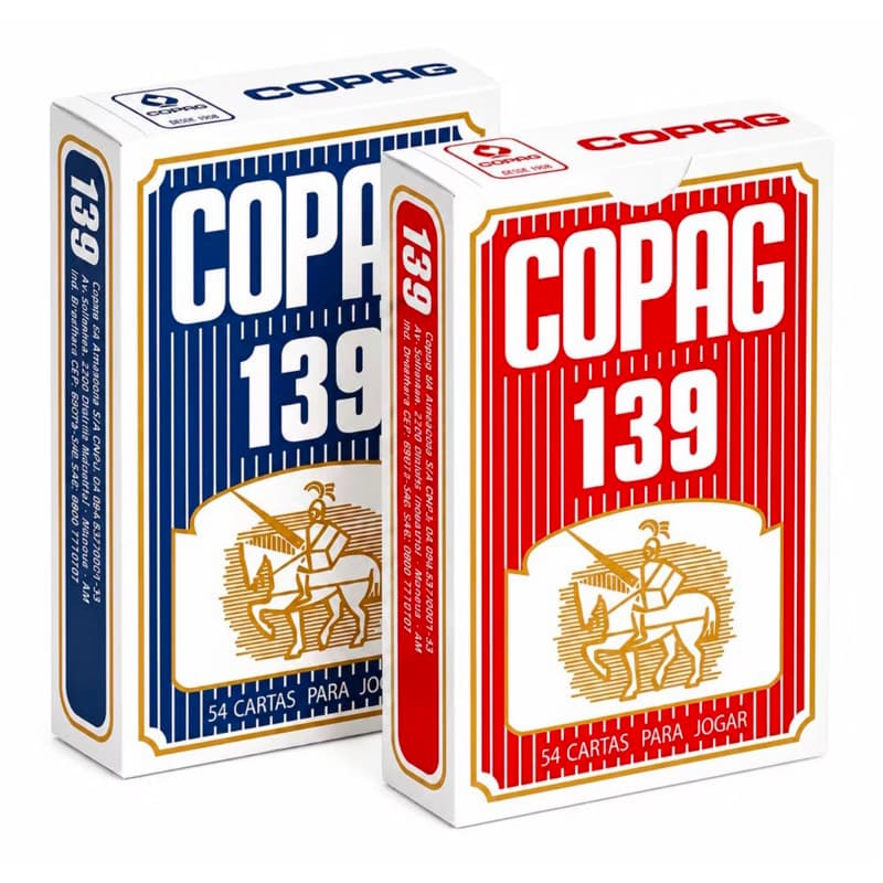 2 Baralhos Copag 139 Azul e Vermelhok Naipe Clássico 54 Cartas Alta Qualidade