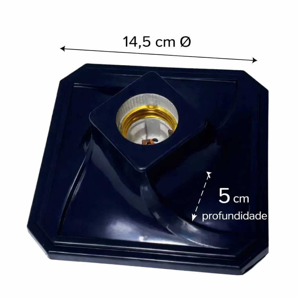 Plafonier lumiária  Plafon Quadrado Preto soquete de porcelana
