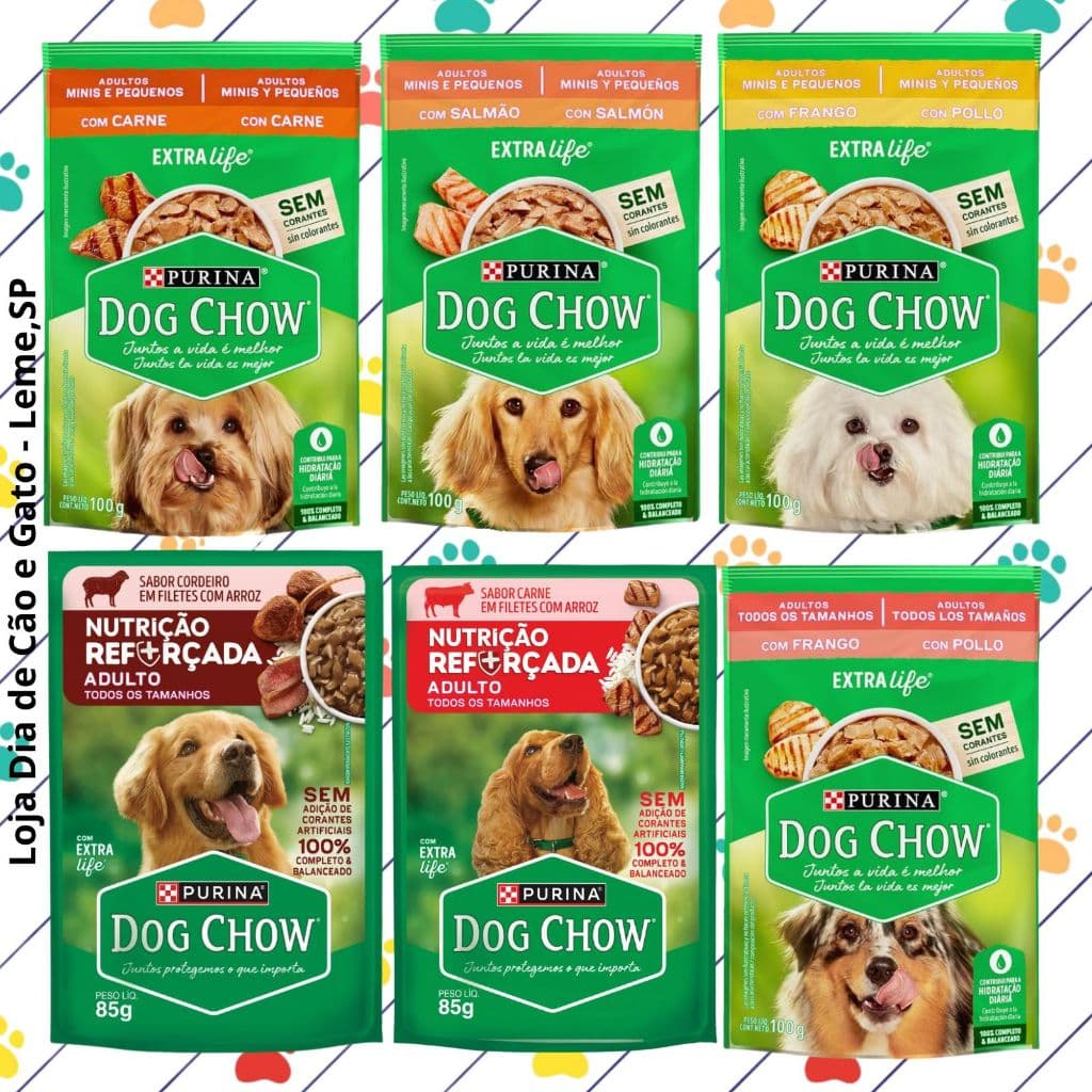 Kit 15, 30 e 45- Sachês Dog Chow Purina 85g e 100g - Ração Comida Úmida