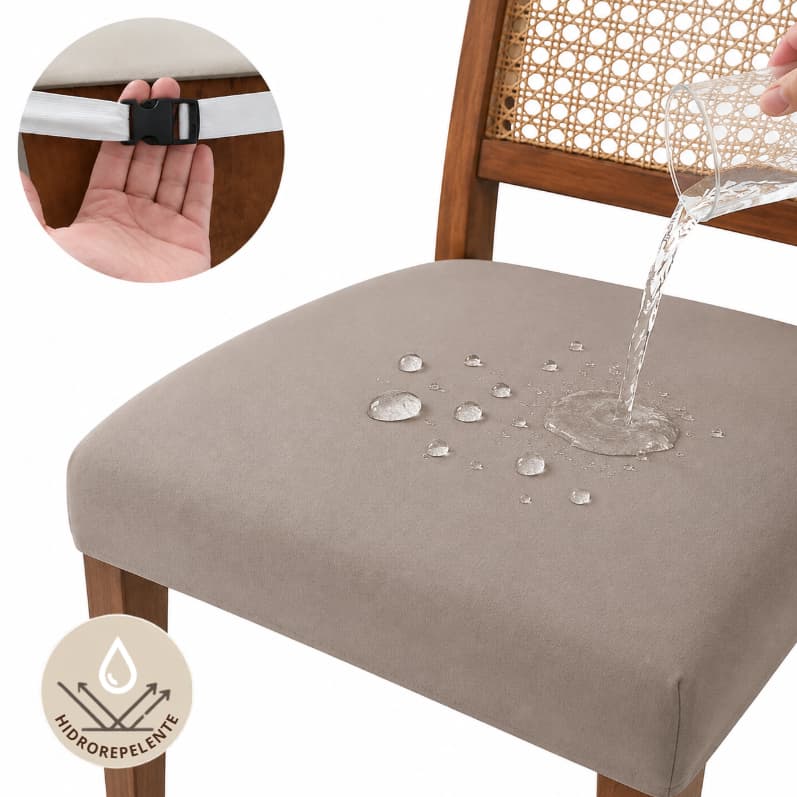 Kit Capa Impermeável Assento Cadeiras Ajustável Elástico Malha Protetora