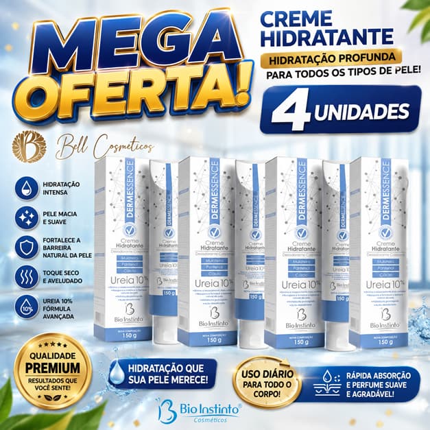 kit 4 unid Dermessence Creme Hidratante Desodorante Corporal Ureia 10% Bio Instinto