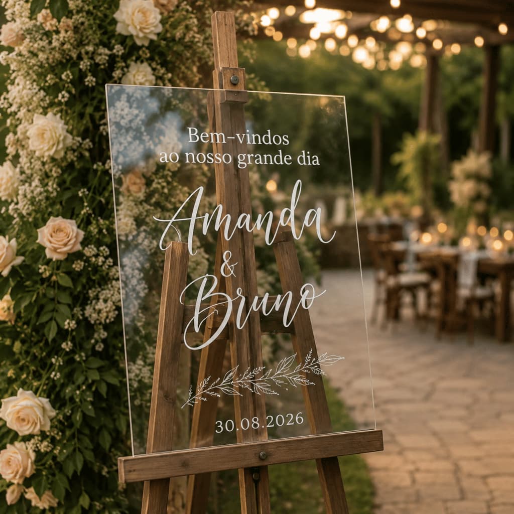 Placa/Quadro Casamento Bem-vindo Recepção Personalizada Minimalista Quadro Entrada Decorativa