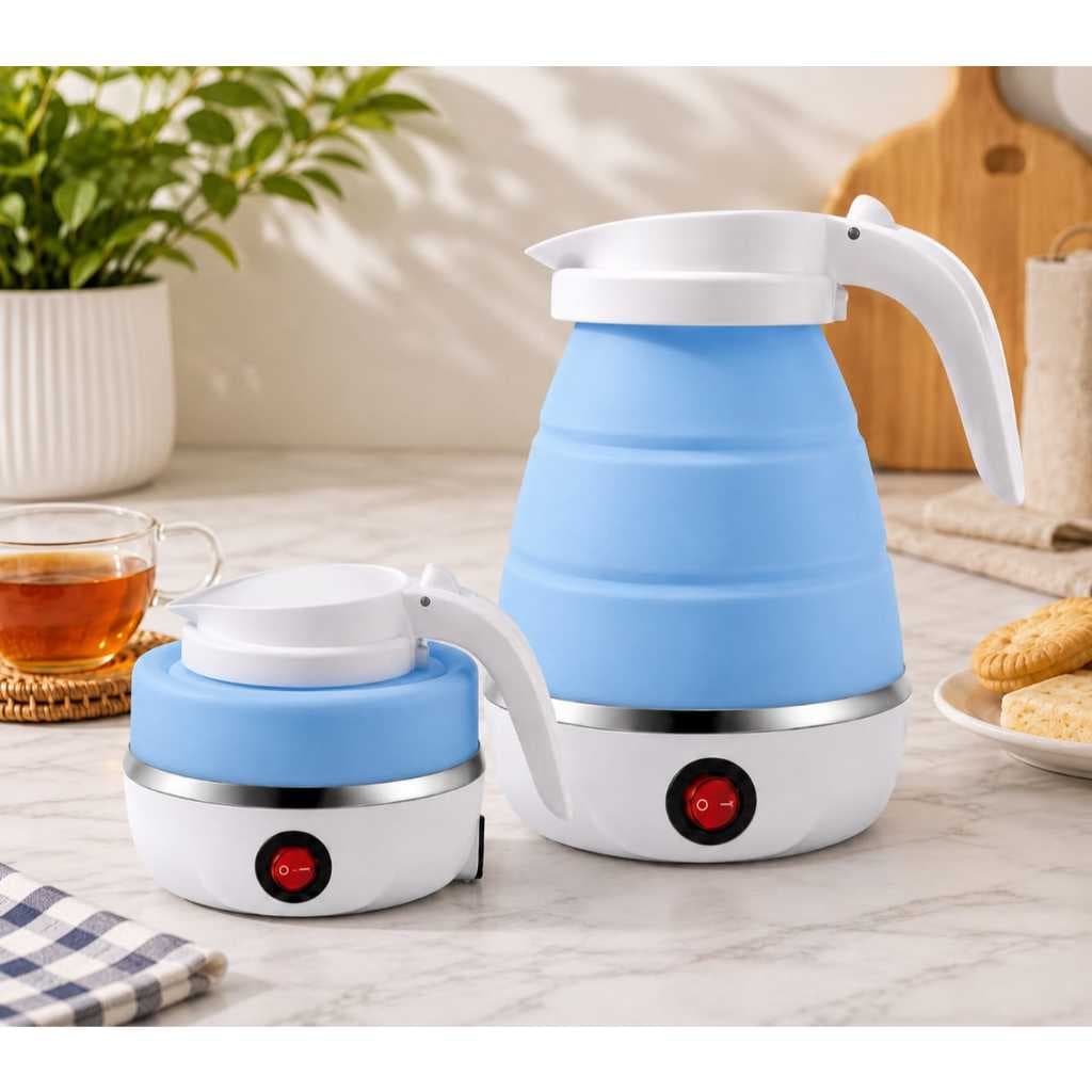 Chaleira Elétrica Dobrável Jarra Viagens Silicone Retrátil 600ml 110V Chá Café