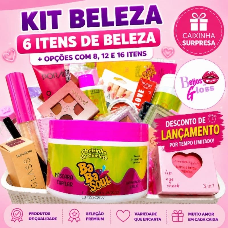 Kit Beleza Caixinha Surpresa Maquiagem Skincare Acessórios Cuidados Capilares Banho Premium Presente Feminino Completo
