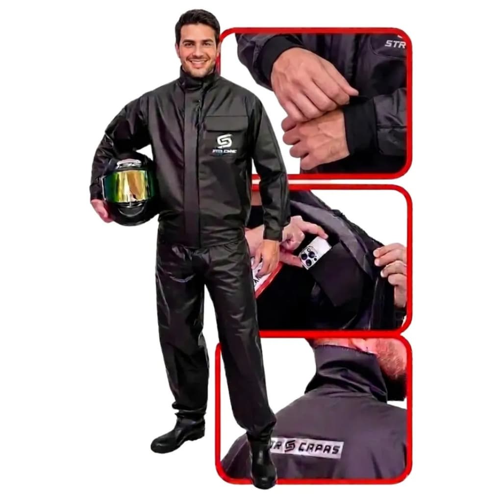 Capa de Chuva Conjunto Completo Pvc Impermeável Combate Para Motoqueiro Moto Adulto