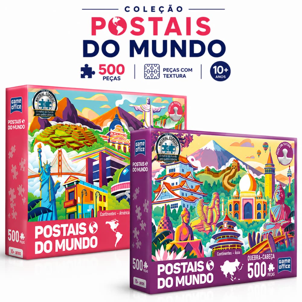 Quebra-Cabeça 500 Peças Toyster Game Office Coleção Postais do Mundo