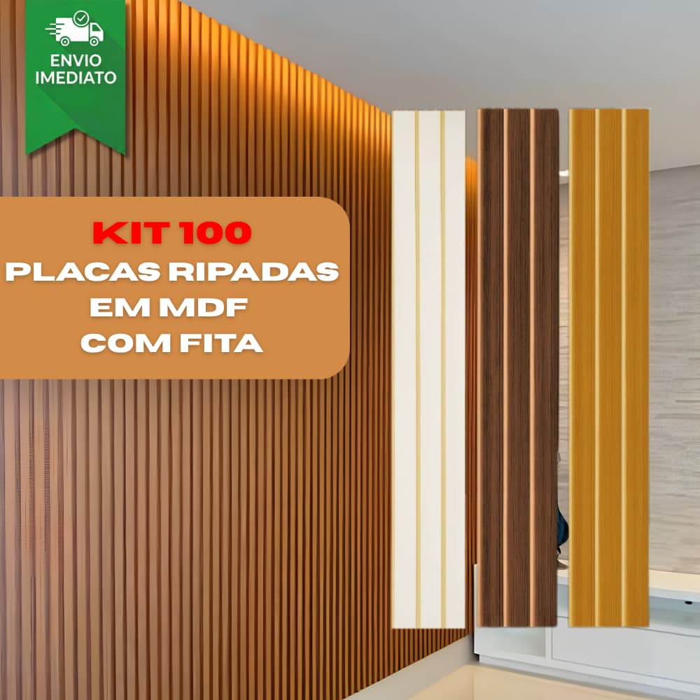 KIT COM ATE 100 PLACAS RIPADAS 90X11 DECORATIVAS PARA QUARTO ESCRITORIO COZINHA