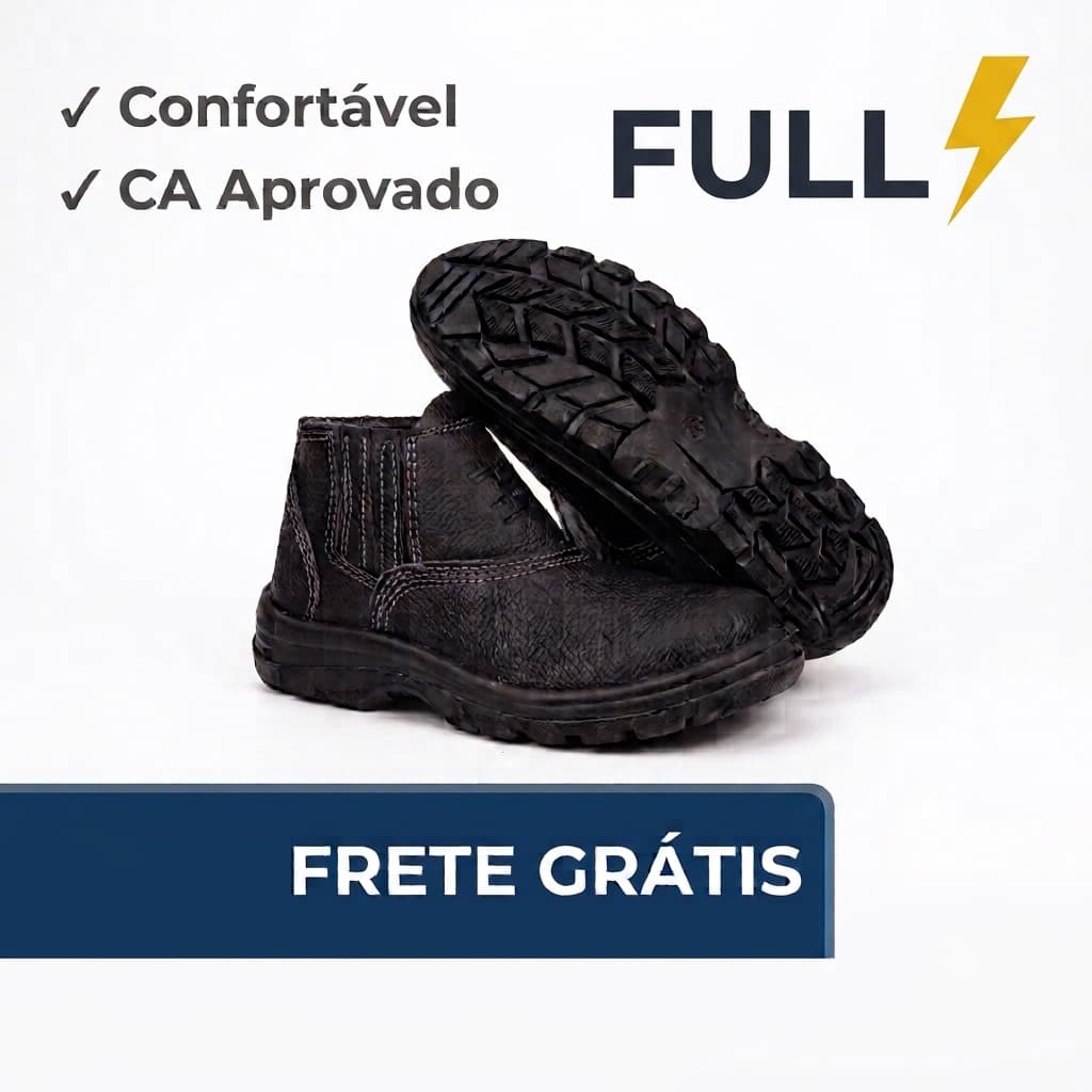 Botina EPI Couro CA Antiderrapante Bota Segurança Trabalho Profissional Reforçada Obra Envio Rápido!