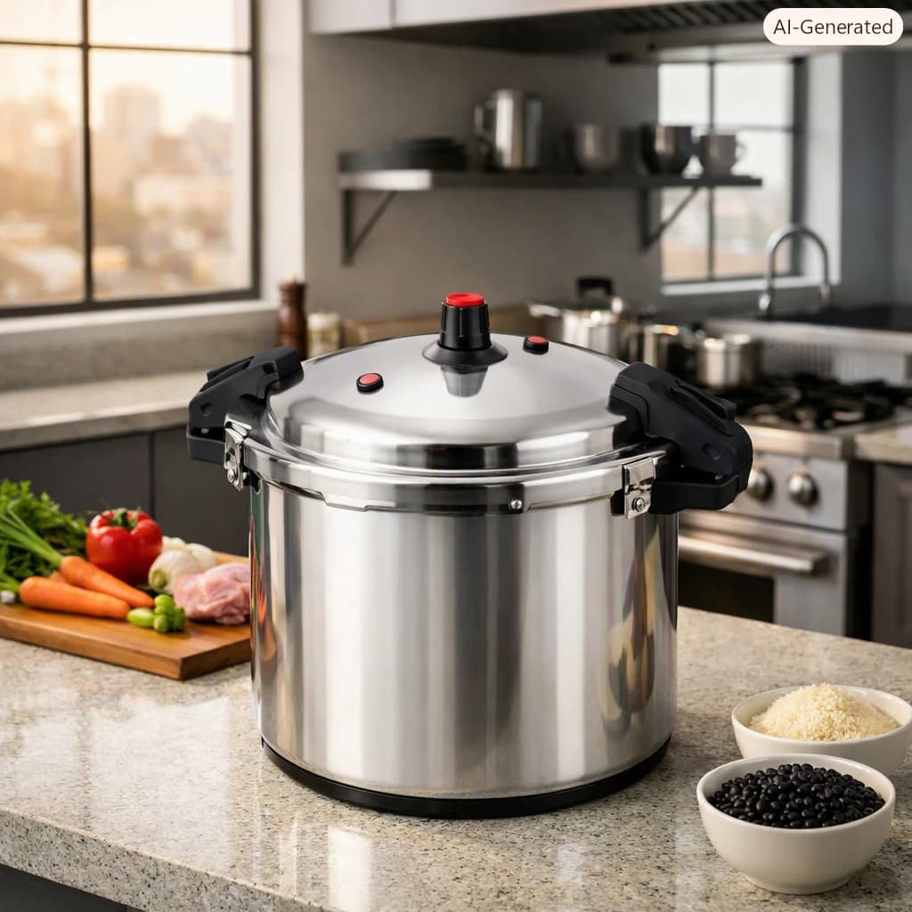 Panela De Pressão 24 Litros Com Fechamento Externo, Alta Capacidade, Prática E Ideal Para Uso Doméstico E Profissional