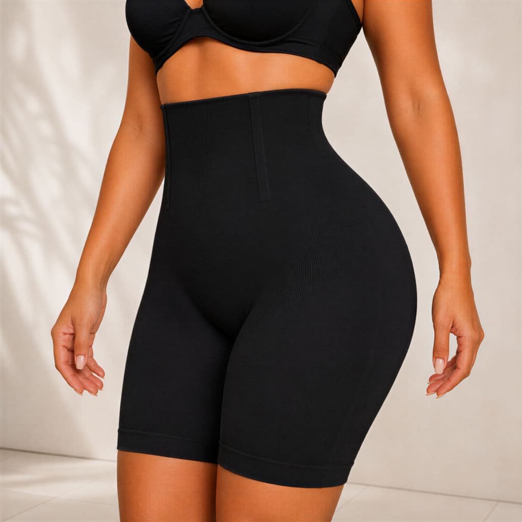 Short Cinta Modeladora Feminina Bege Preta 4 Barbatanas Alta Compressão Não Enrola Reduz Medidas Afina Cintura Plus Size