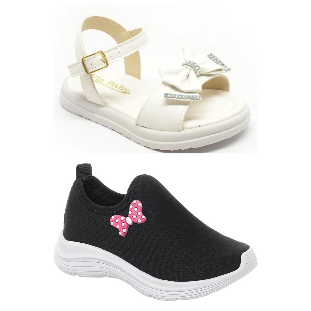 Kit Tenis e Sandalia Infantil Menina com laços