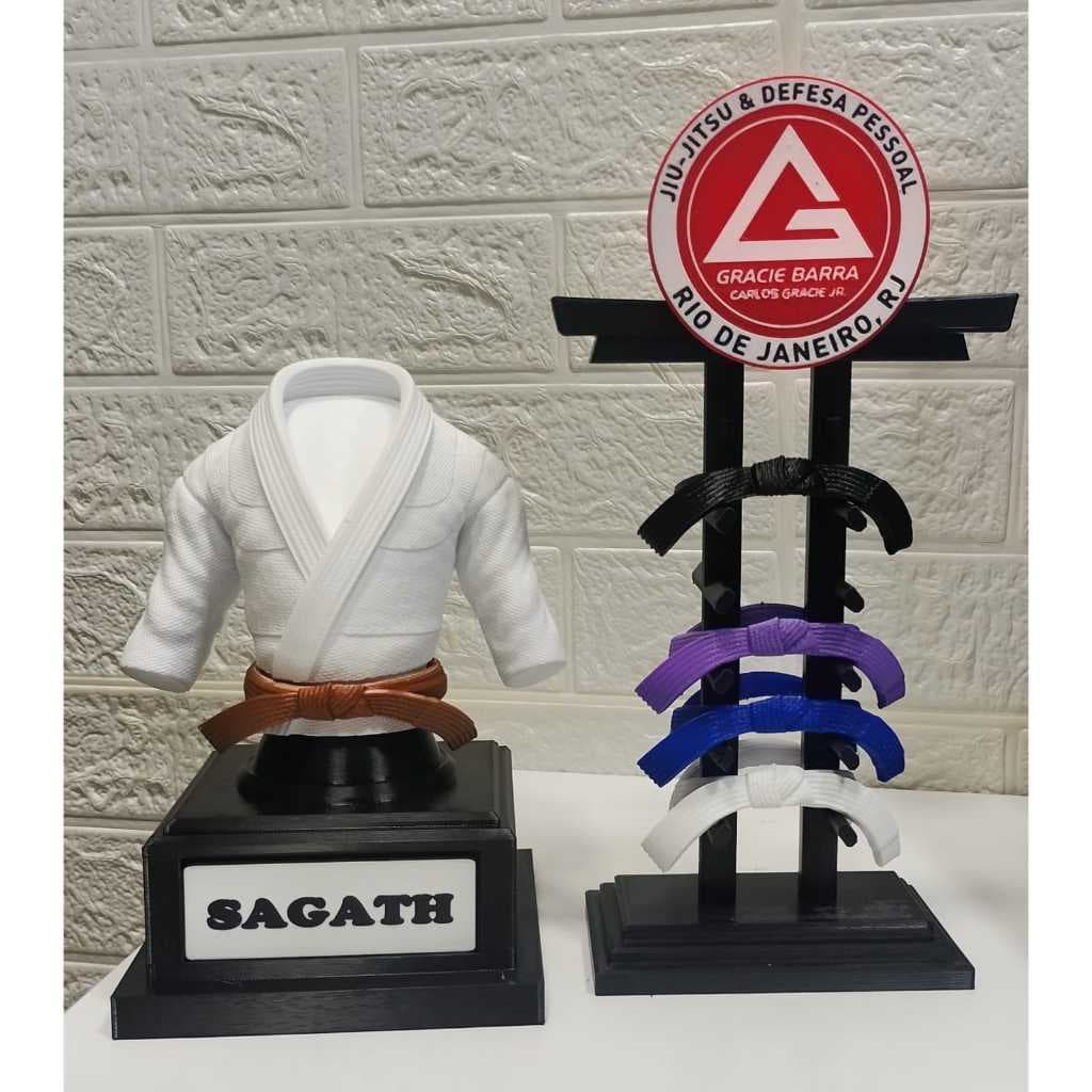 Troféu Kimono Personalizado com Nome | Jiu-Jitsu e Artes Marciais 3D