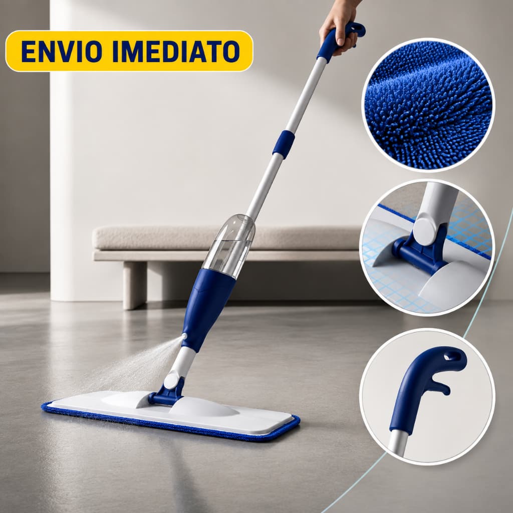 Mop Spray PRO Com Reservatório Rodo De Limpeza Refil Microfibra Vassoura Mágica