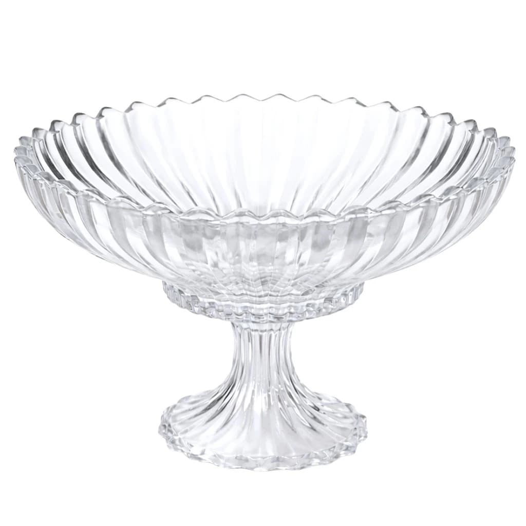 Fruteira Centro de Mesa de Vidro Lapidado Geneva com Pé Alto Fruteira Grande Design Elegante