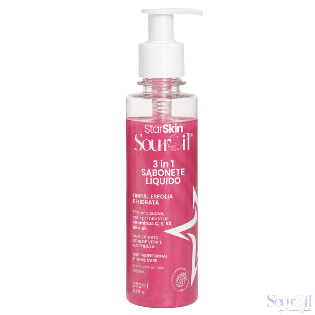 Novo Sabonete Liquido Facial 3 em 1 Star Skin Sourcil 200ml - Limpa Esfolia e Hidrata