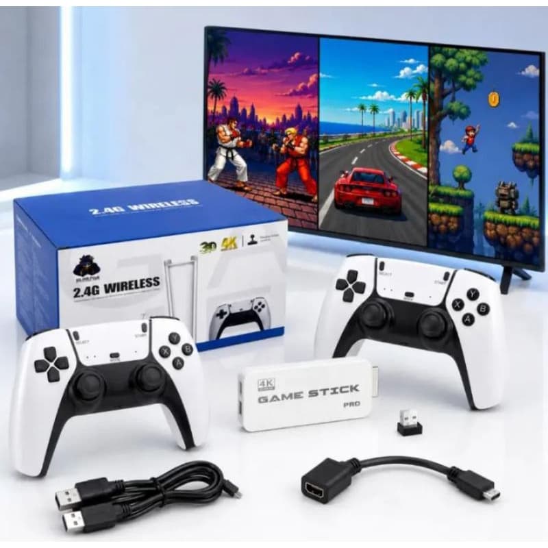 Game Stick 4K Pro🕹️ 2 controles sem fio 2.4G📺 Qualidade de imagem 4K 15mil jogos