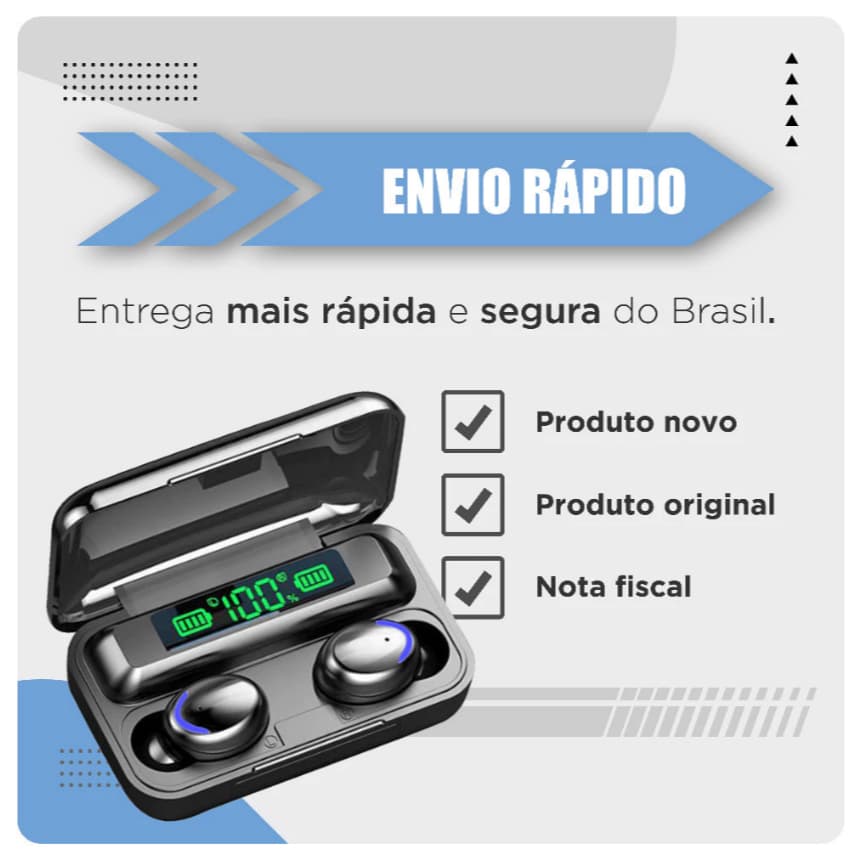 Fone F9-5 Sem fio - Bluetooth V5.3 - Carregador de celular