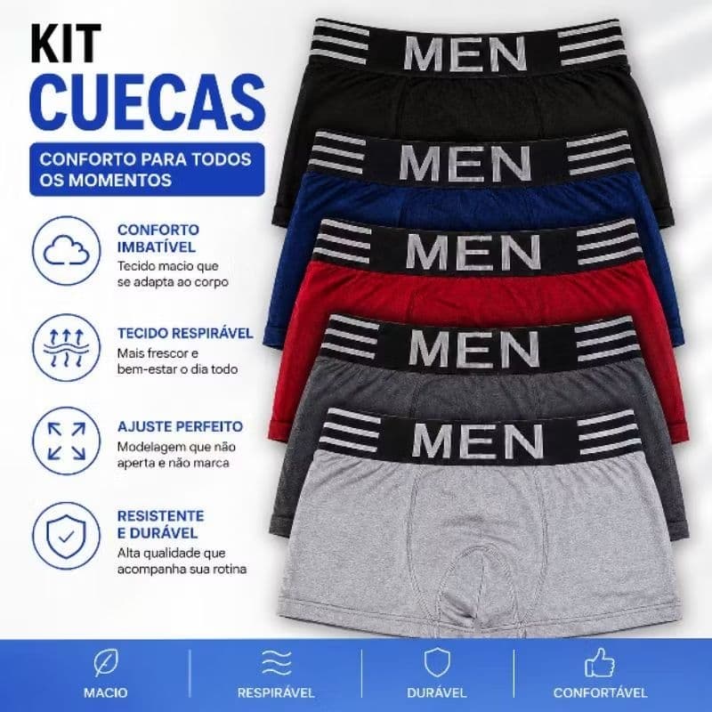 Kit de Cuecas Boxer Box Adulto Microfibra Premium Cores Aleatórias