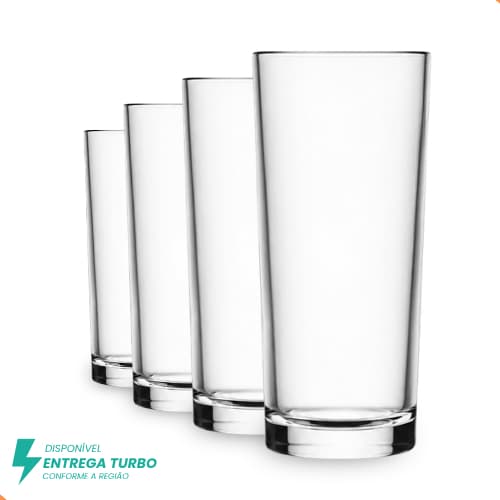 Jogo De Copos de Vidro 225ml – 4 ou 8 Peças - Kit Ideal para Servir Drinks, Sucos e Bebidas