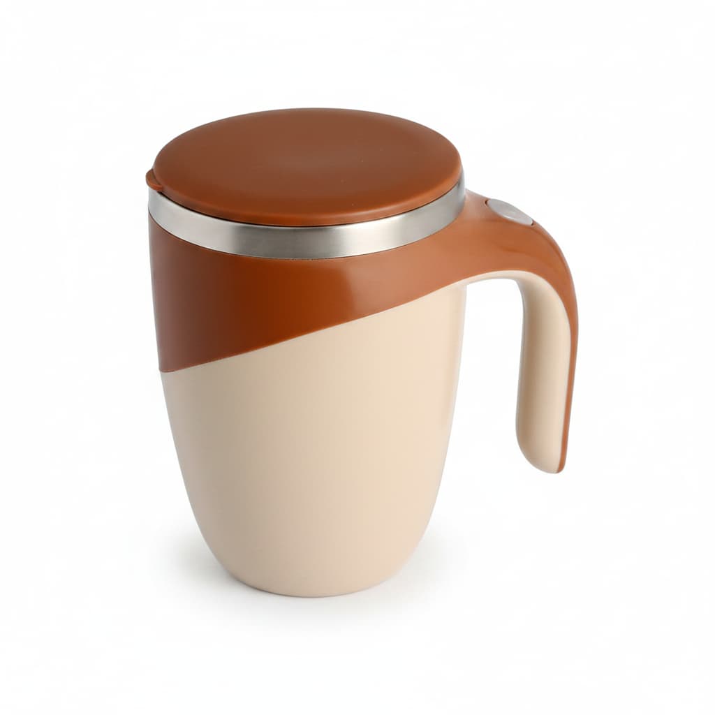 Caneca Mixer Automática Inox Copo Misturador Elétrico 380ml Café Shake Whey Protein Leite