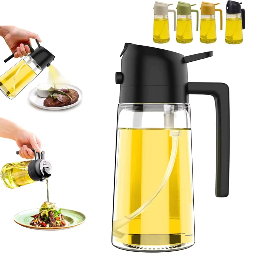 Borrifador de Óleo Spray 470ml Pulverizador de Azeite Vinagre 2 em 1 Vidro para Cozinha Air Fryer